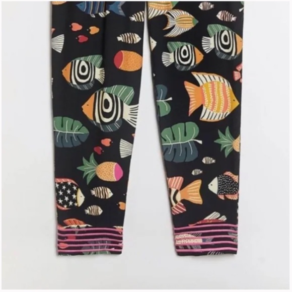 Farm Rio Sealife Fish Colorful Peasant Hipster Hippie Art Deco Farm Boho Pants - Picture 4 of 4
